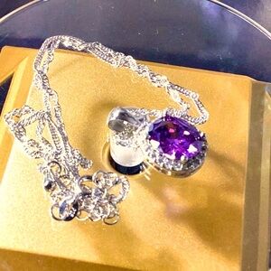 Sterling Silver Amethyst Pendant Chain Necklace